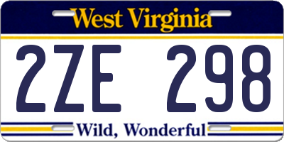 WV license plate 2ZE298