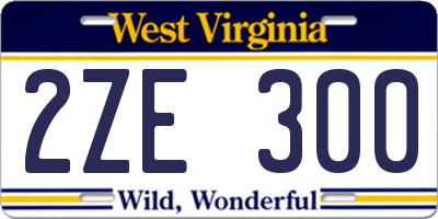 WV license plate 2ZE300