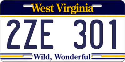 WV license plate 2ZE301
