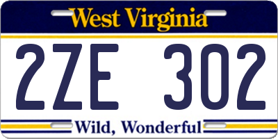 WV license plate 2ZE302