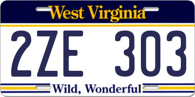 WV license plate 2ZE303