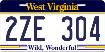 WV license plate 2ZE304