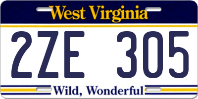 WV license plate 2ZE305
