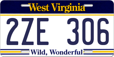 WV license plate 2ZE306