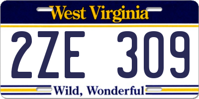 WV license plate 2ZE309