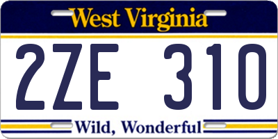 WV license plate 2ZE310