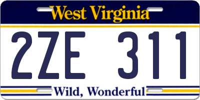 WV license plate 2ZE311