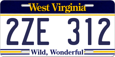 WV license plate 2ZE312