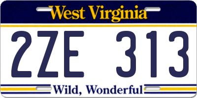 WV license plate 2ZE313
