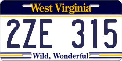 WV license plate 2ZE315