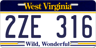 WV license plate 2ZE316
