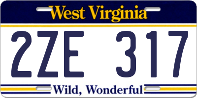 WV license plate 2ZE317