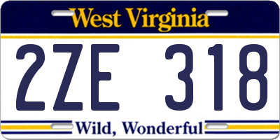 WV license plate 2ZE318