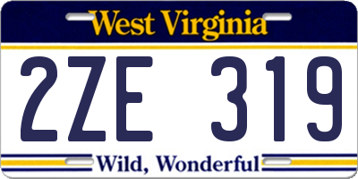 WV license plate 2ZE319