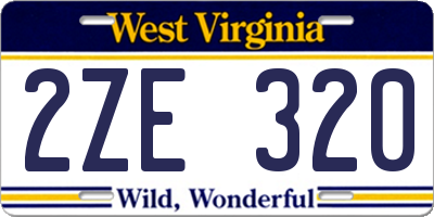 WV license plate 2ZE320