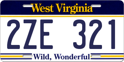WV license plate 2ZE321