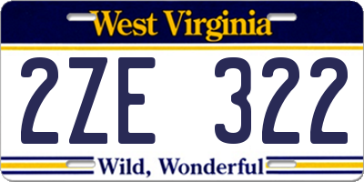 WV license plate 2ZE322