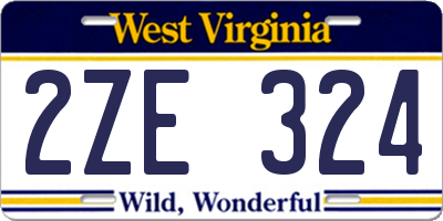 WV license plate 2ZE324