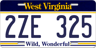 WV license plate 2ZE325