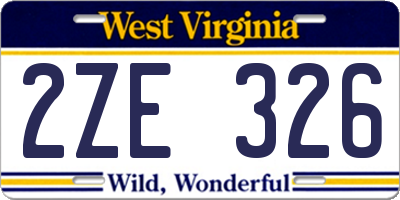 WV license plate 2ZE326