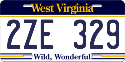 WV license plate 2ZE329