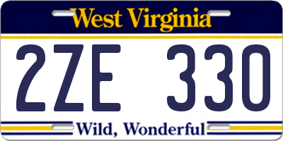 WV license plate 2ZE330