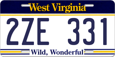 WV license plate 2ZE331