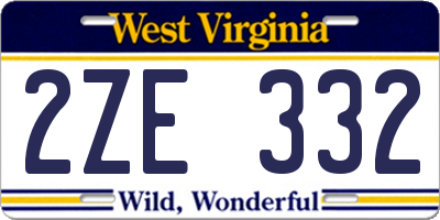 WV license plate 2ZE332