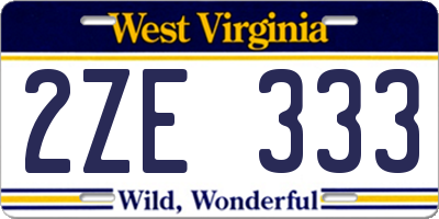 WV license plate 2ZE333