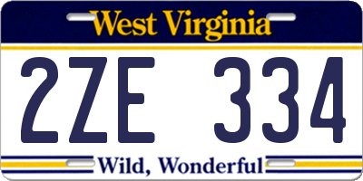 WV license plate 2ZE334