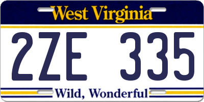 WV license plate 2ZE335