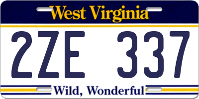 WV license plate 2ZE337