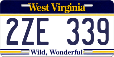 WV license plate 2ZE339
