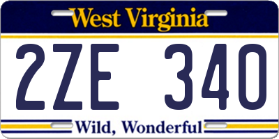 WV license plate 2ZE340