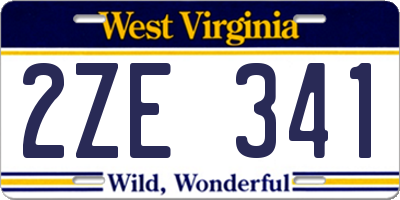 WV license plate 2ZE341