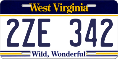 WV license plate 2ZE342