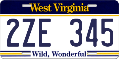 WV license plate 2ZE345