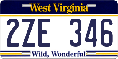 WV license plate 2ZE346