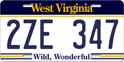 WV license plate 2ZE347