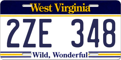 WV license plate 2ZE348
