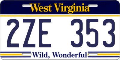 WV license plate 2ZE353