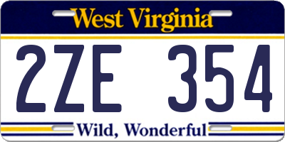 WV license plate 2ZE354