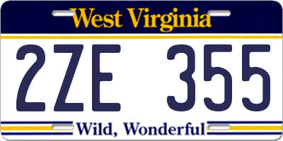 WV license plate 2ZE355