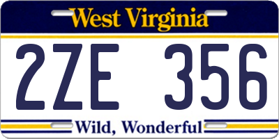 WV license plate 2ZE356