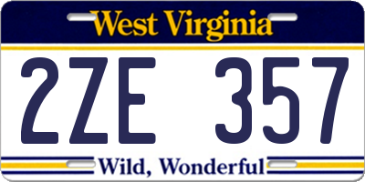 WV license plate 2ZE357