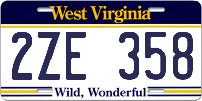 WV license plate 2ZE358