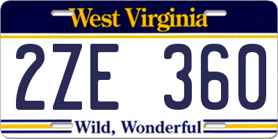 WV license plate 2ZE360