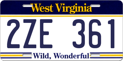 WV license plate 2ZE361