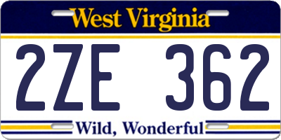 WV license plate 2ZE362