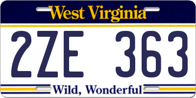 WV license plate 2ZE363